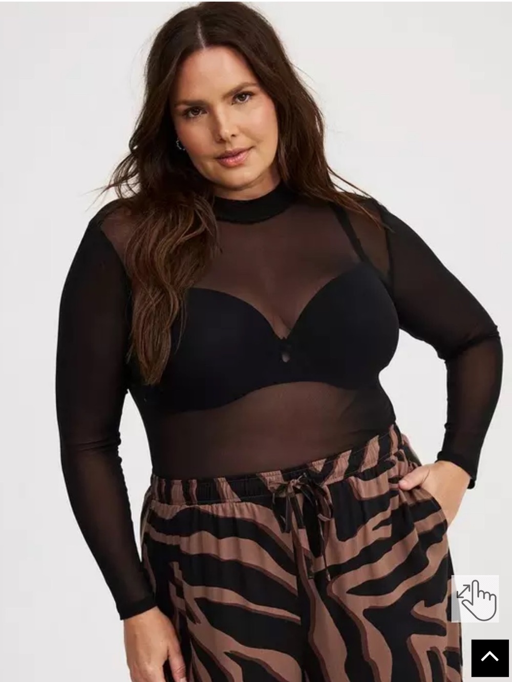 Torrid Mesh Mock Neck Long Sleeve Top